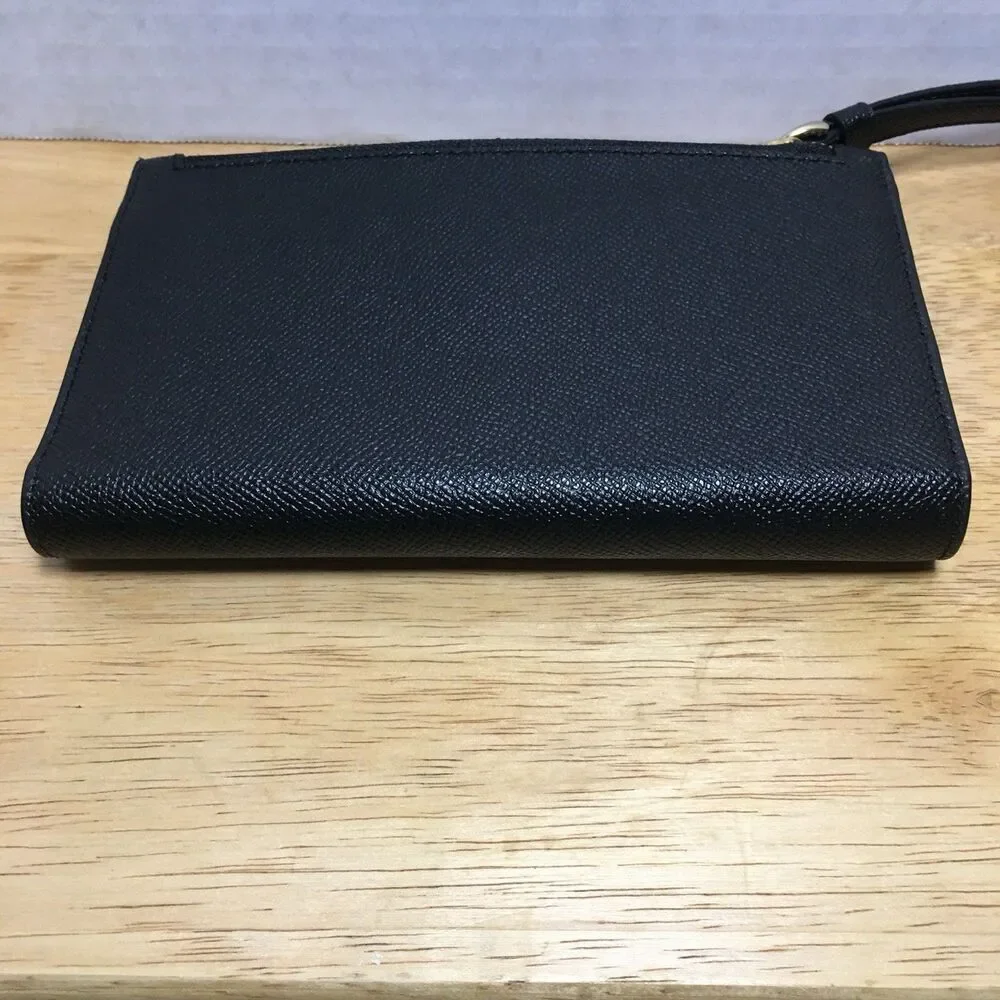 Authentic Coach Tech Phone Wallet Black Leather Wristlet. Excellent Condition